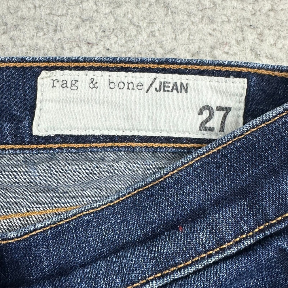 Rag & Bone Dre Jeans Womens‎ 27 Straight Leg Dark Wash Raw Hem Low Rise Blue - Picture 9 of 11